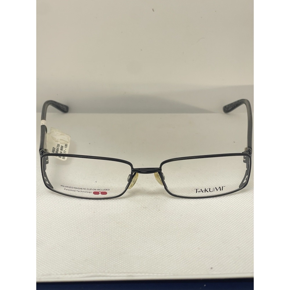 TAKUMI EyeglassFrame 55-17-145 Black Metal Magnetic Polarized Clip On‎ Ready 208